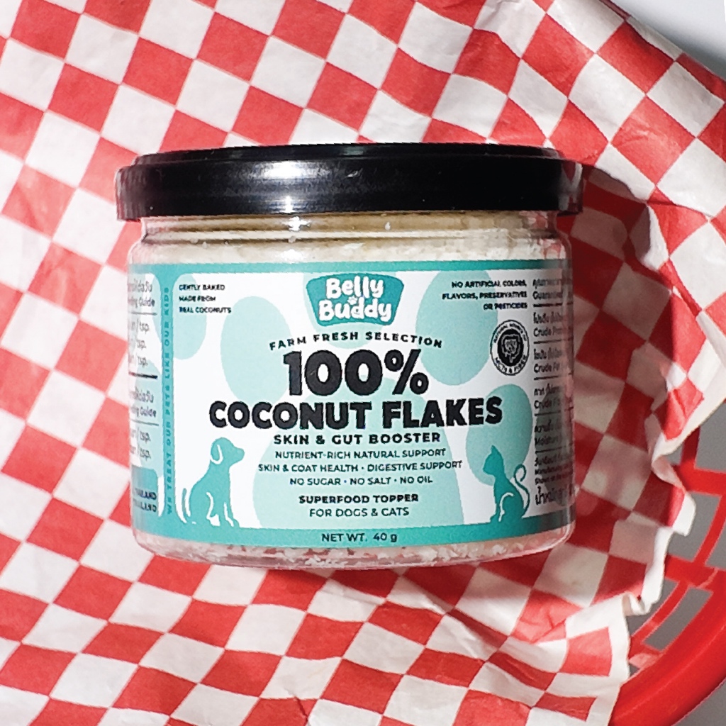 Belly Buddy Coconut Flakes เกล็ดมะพร้าวอบแห้ง สำหรับสัตว์เลี้ยง บำรุงขนและผิวหนัง
