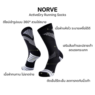 ถุงเท้าวิ่ง ActiveDry Running Socks แห้งไว ระบายอากาศ ซัพพอร์ตเท้า Compression