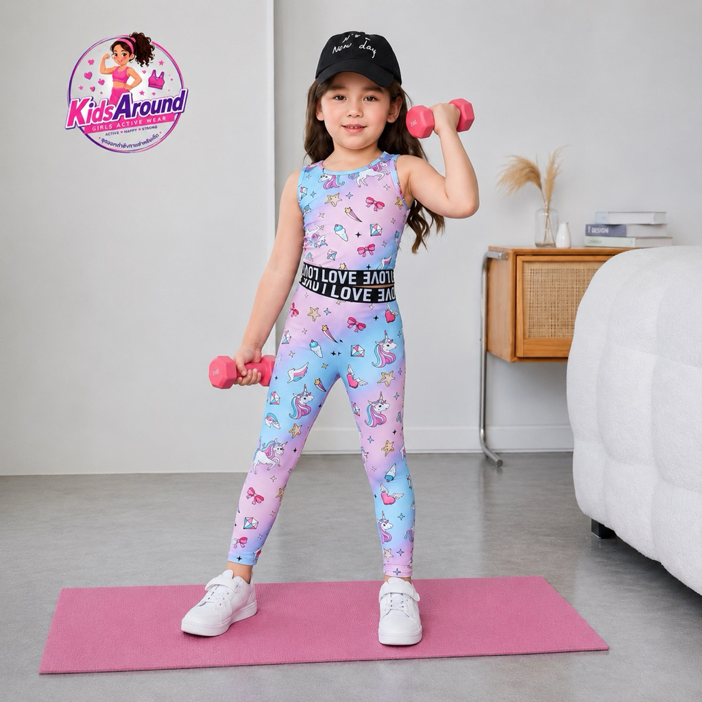 🇹🇭พร้อมส่ง🇹🇭 ชุดเซ็ตยูนิคอร์น เสื้อกล้าม-กางเกงเลคกิ้ง ใส่เที่ยว ใส่ออกกำลังกายน่ารักมาก