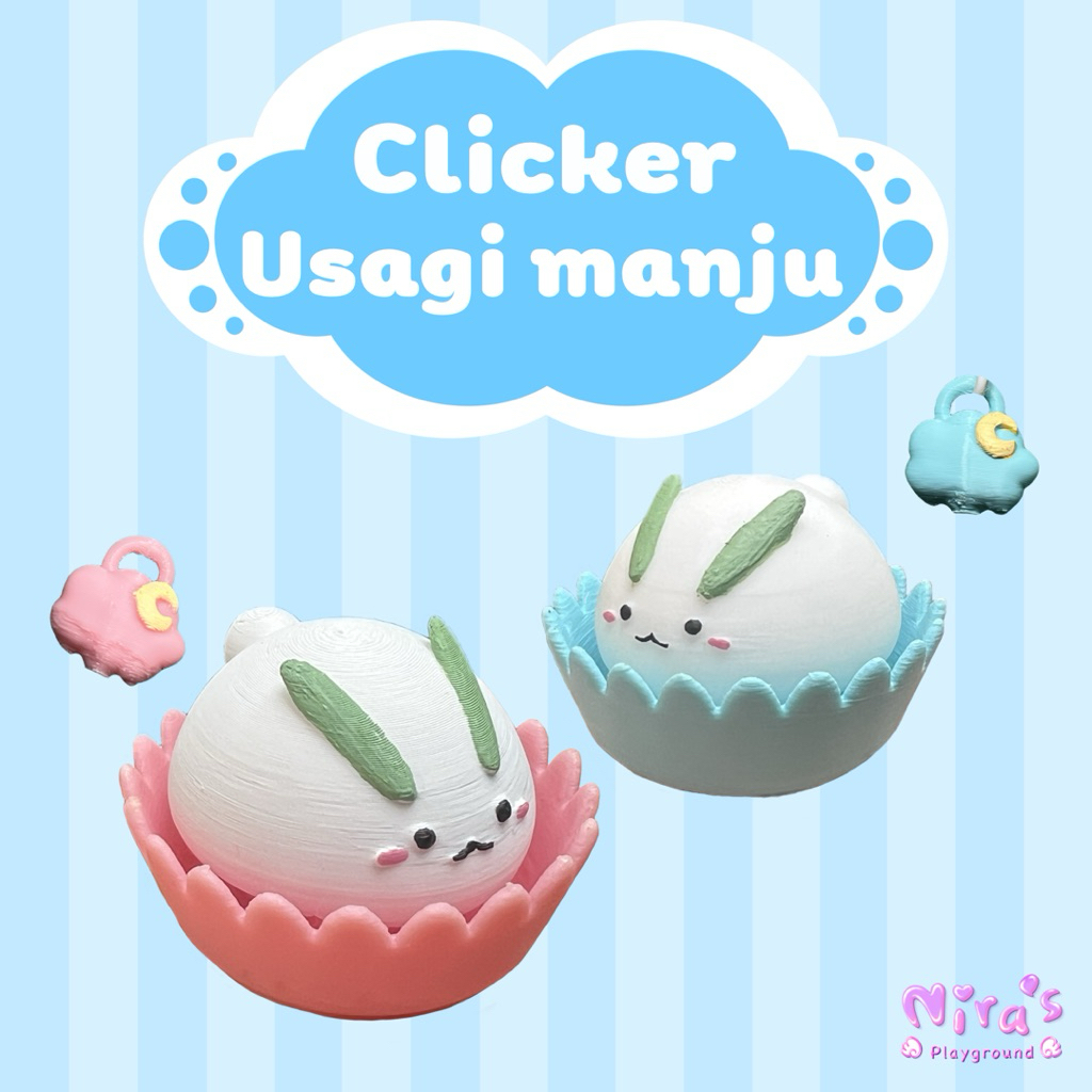 Nira’s • Clicker • Usagi manju 🐰🌙☁️ • พวงกุญแจ ของเล่น กดได้