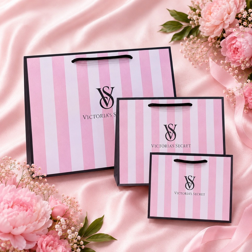 (พร้อมส่ง/ถุงช็อปแท้) ถุงแบรนด์ Victoria 's Secret ถุงหิ้ว ถุงกระดาษ ออกช็อปของแท้ 100%
