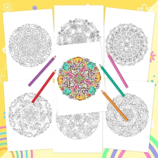 ภาพระบายสีมันดาลา สำหรับผู้ใหญ่และเด็ก ชุด "Doodle Cat Mandalas" / 20 แผ่น / เลือกกระดาษได้