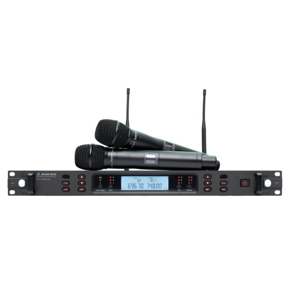 MICROTECH MT-777D V2 ไมค์ไร้สายคู่ ย่าน UHF 694-703 MHz และ 748-758 MHz ซอร์ฟแวร์ปรับตั้งค่า