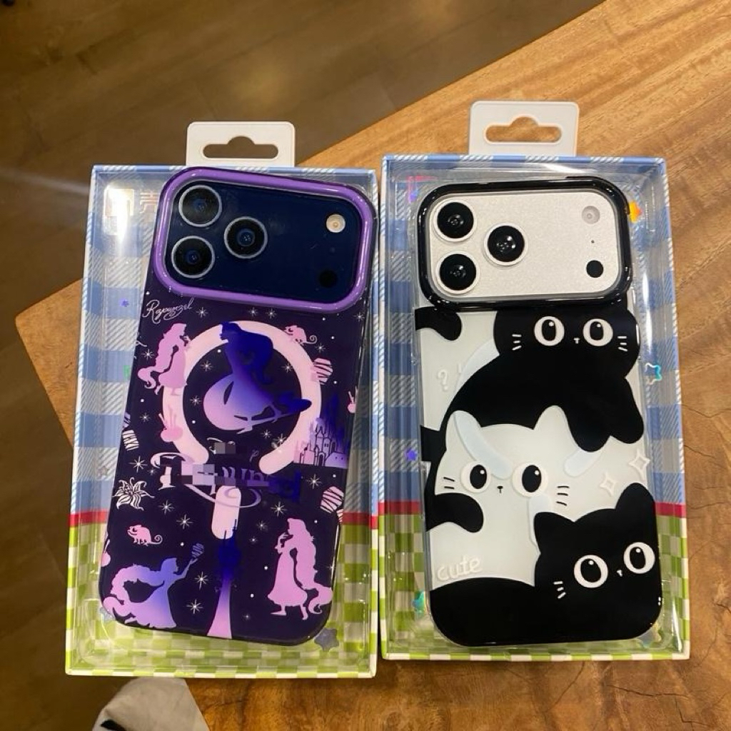 เคสอะครีลิคสกรีนลาย มีที่ชาร์จไร้สาย งานเงา ปุ่ม Camera control ปิด ขอบนิ่มหลังแข็ง