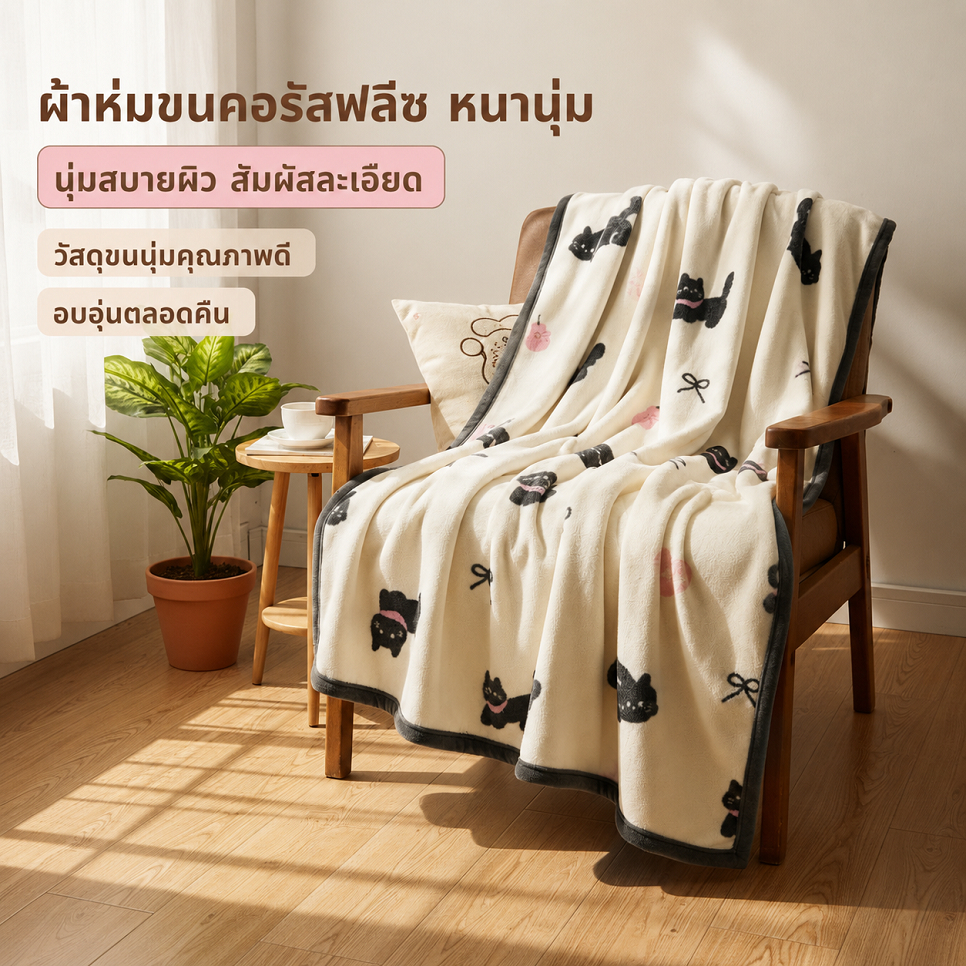 ผ้าห่มขนนม นุ่มฟู อบอุ่น เบา ใช้ได้ทั้งผ้าห่มแอร์และผ้าห่มเด็ก มีหลายลาย หลายขนาด