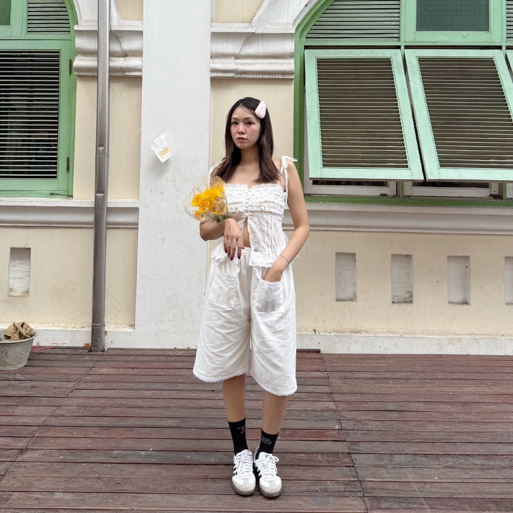 shikka.cnx กางเกง5ส่วนแต่งลูกไม้ปลายขา รูปที่ 2