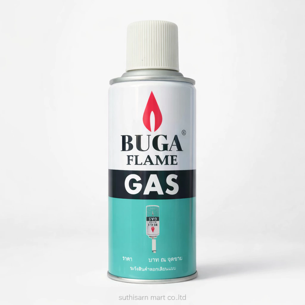 Buga Flame แก๊สเติมไฟแช็ค ขนาดกลาง 130g (230ml) หัวเติมมาตรฐาน เติมง่ายสุดคุ้ม พร้อมส่ง