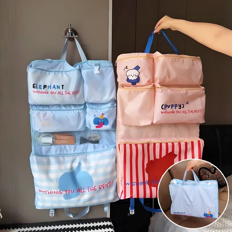 กระเป๋าจัดเก็บของใช้ 6 in 1 พับได้ กันน้ำ ความจุใหญ่ เหมาะสำหรับเดินทางและใช้ในบ้าน