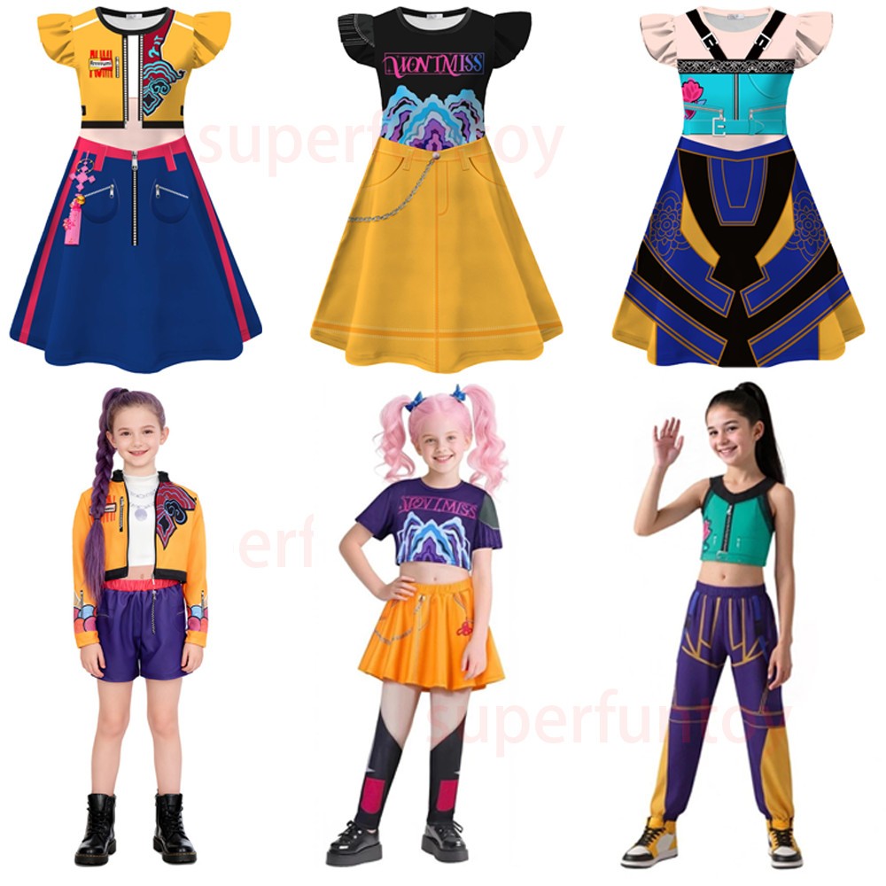 2026 ใหม่ ชุดคอสเพลย์ KPOP DEMON RUMI ZOEY MIRA ชุดกระโปรงเด็กสาว สำหรับฮาโลวีน จัดส่งภายใน24ชั่วโมง