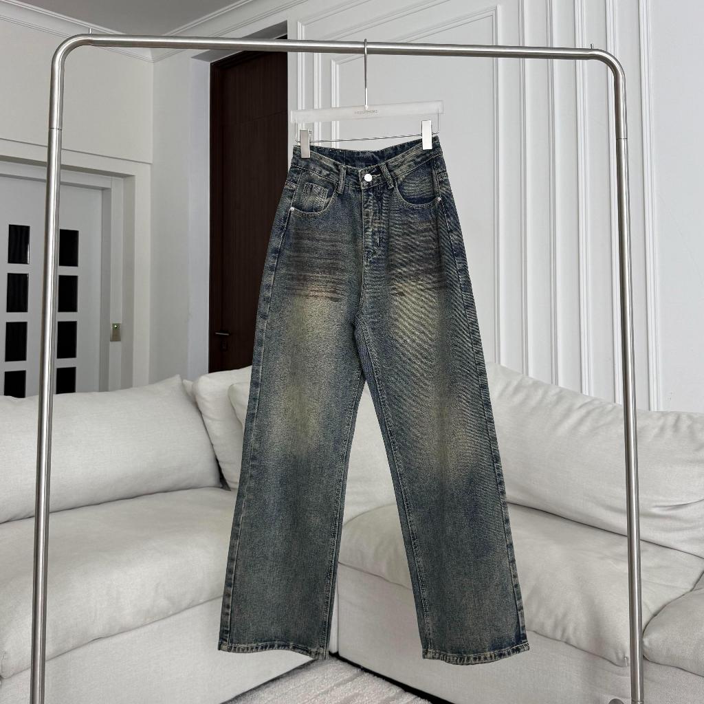 PTJ30275 Rusty Jeans กางเกงยีนส์ขากระบอกแต่งเลอะกระเป๋าปั้มนูนPROMTHONG