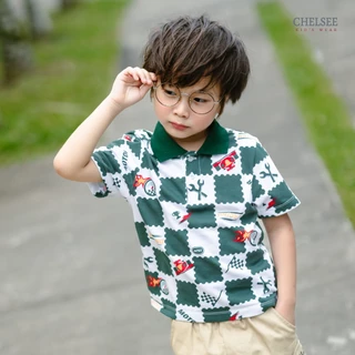 Chelsee เสื้อโปโล แขนสั้น ลายตาราง ผ้า 100%Cotton เด็กผู้ชาย อายุ 1.5-10 ปี เสื้อผ้าเด็กโต รุ่น 128275