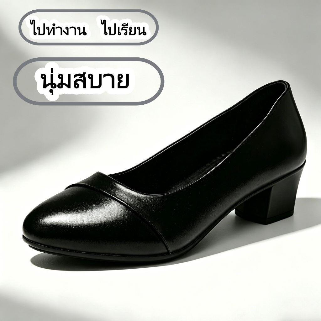 รองเท้าส้นสูงผู้หญิง ส้นหนาหัวแหลม งานสวย ใส่สบาย ใส่เที่ยวใส่ทำงานได้ 35-41