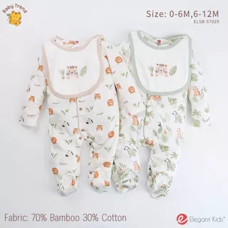 Elegant Kids ชุดลูกชาย 0-12 เดือน ชุดหมีคลุมเท้า+ผ้ากันเปื้อน Safari Bamboo Collection | Babytrend