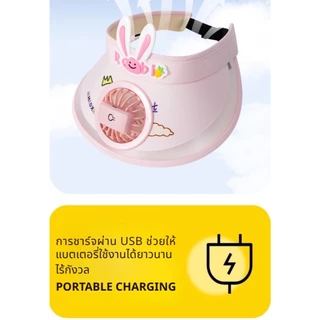 ใหม่ 2026 หมวกเด็กมีพัดลม หมวกกันแดด ใช้กลางแจ้ง มีพัดลมในตัว ป้องกันยูวี ลวดลายการ์ตูนน่ารัก