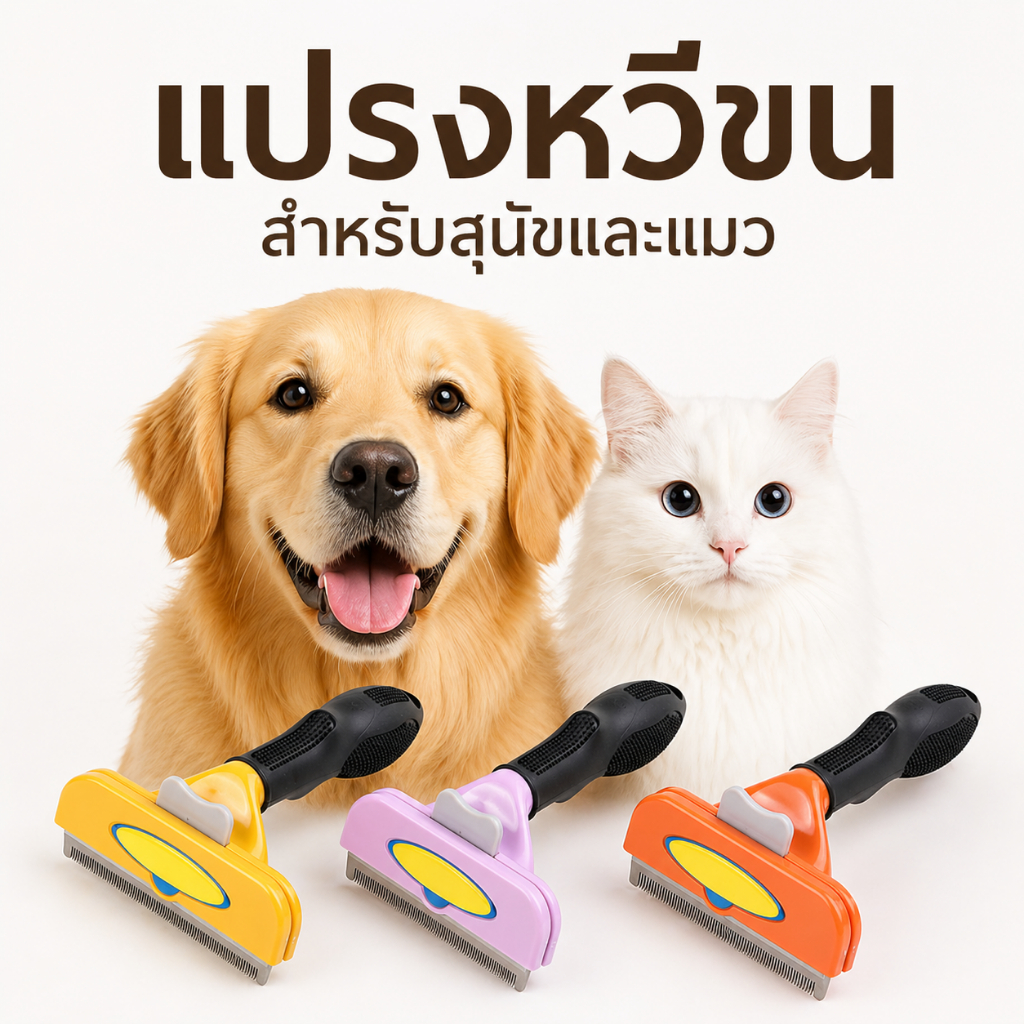 หวีแปรงขนแมว สุนัข ใช้หวีขนที่หลุดร่วงบนตัวสุนัขและแมว