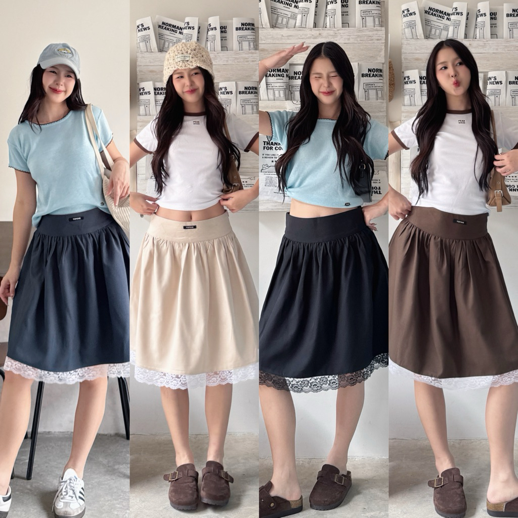(มีไซส์ S-2XL) !NEW BABY FAIRLYYY+lace Y2K SKIRT! กระโปรงสไตล์เกาหลีแต่งปล่ยลูกไม้ ซิปข้าง* (อ่านรายละเอียดก่อนสั่งซื้อ)