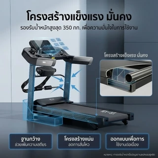 DIDI ลู่วิ่งไฟฟ้า treadmill รุ่น JC700 สายพาน60cm เชื่อมต่อ ได้ ที่วัดชีพจร พับเก็บได้ ปรับความชันได้ 3 ระดับ
