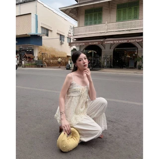 POKADOT TOP สายเดี่ยวลายจุด Pokadot ผ้าโรซี่ซับในทั้งตัว