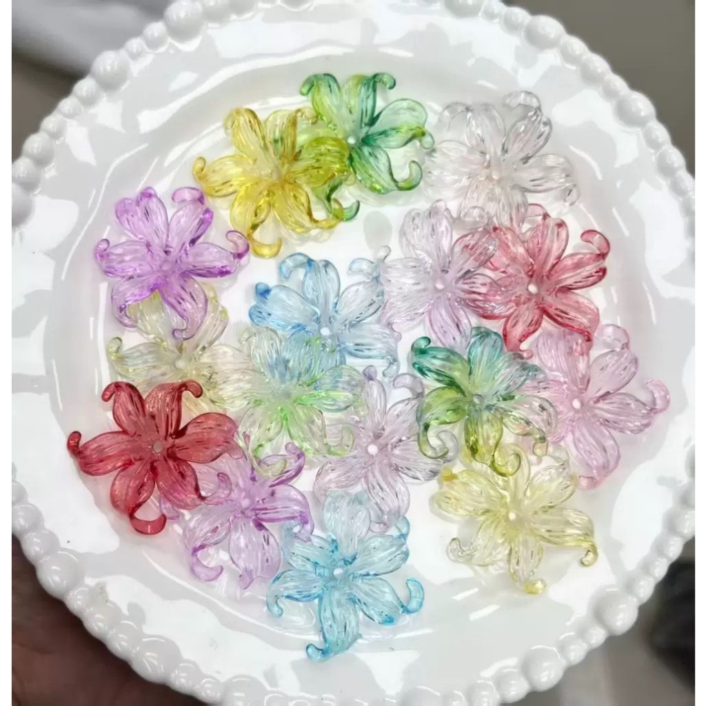 ลูกปัด ดอกกระดังงาน ใส ขนาด40mm  อุปกรณ์เสริมงานฝีมือ งาน DIY สำหรับตกแต่งชิ้นงาน งานประดิษฐ์