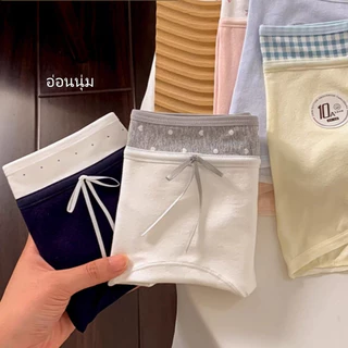 M-2XL กางเกงชั้นในผู้หญิง ผ้าฝ้ายแท้ ทรงบ็อกเซอร์ เอวกลางถึงเอวสูง ยืดหยุ่นสูง เป้ากางเกงแบบแอนตี้แบคทีเรีย