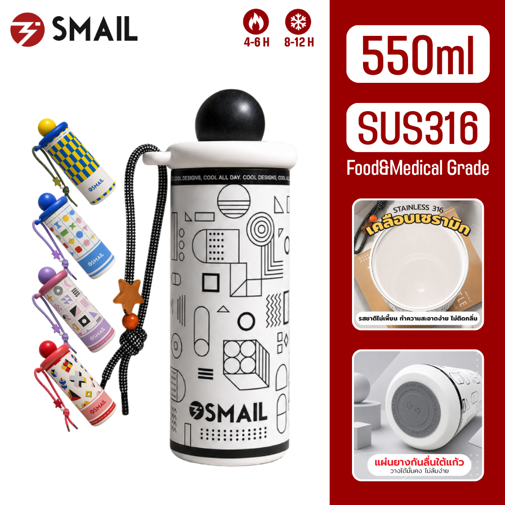 แก้วเคลือบเซรามิก 500ml สแตนเลส316 แก้วน้ำเก็บความเย็น แก้วเก็บอุณหภูมิ แก้วน้ำ แก้วน่ารัก
