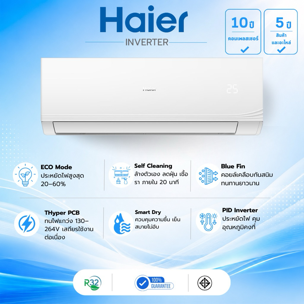 HAIER INVERTER รุ่น (VQAC Series) แอร์ติดผนัง (รับติดตั้ง…เฉพาะจังหวัดเชียงใหม่)