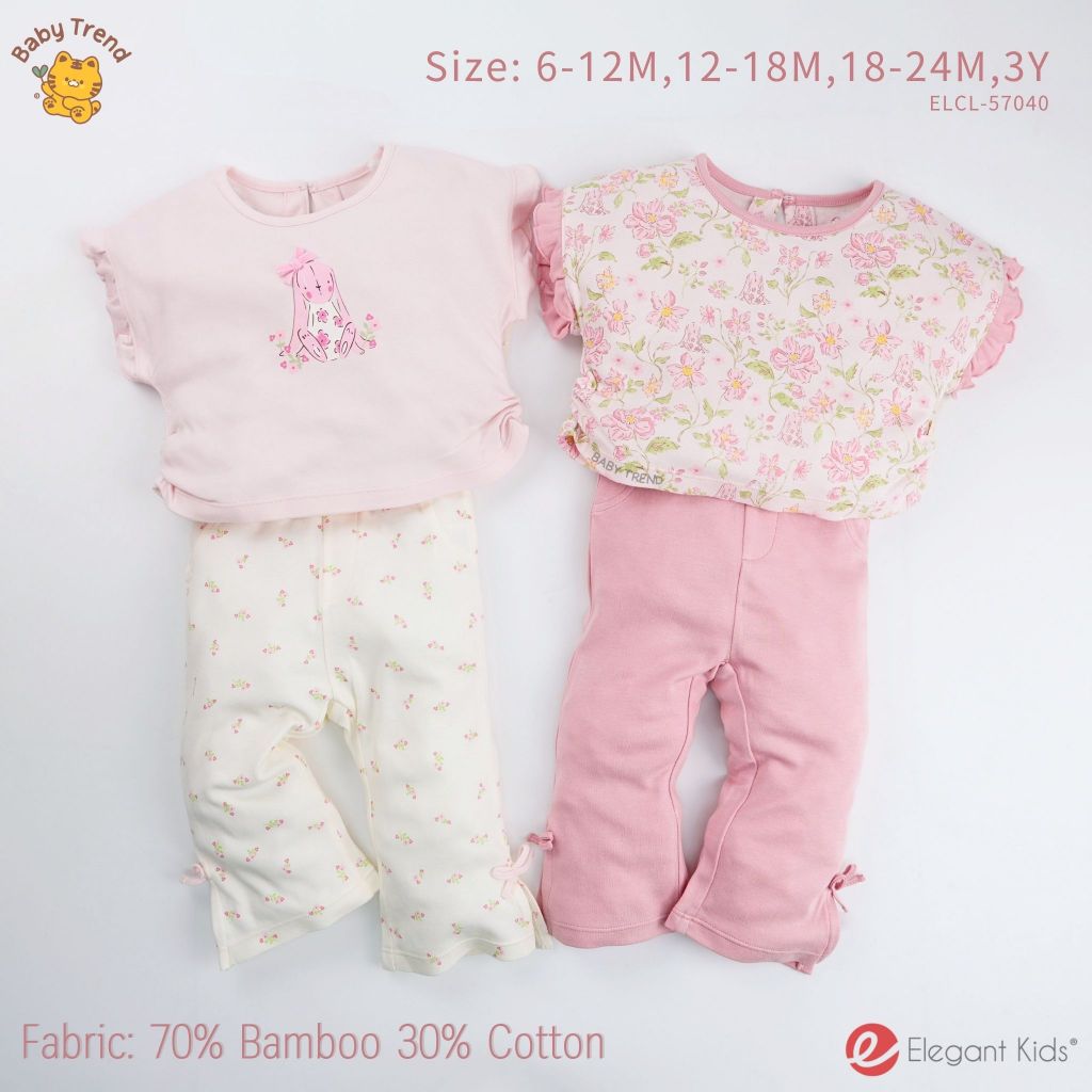 Elegant Kids ชุดเด็กผู้หญิง 6เดือน ถึง3ปี เสื้อระบาย+กางเกงยาว Rabbit Bamboo Collection | Baby trend