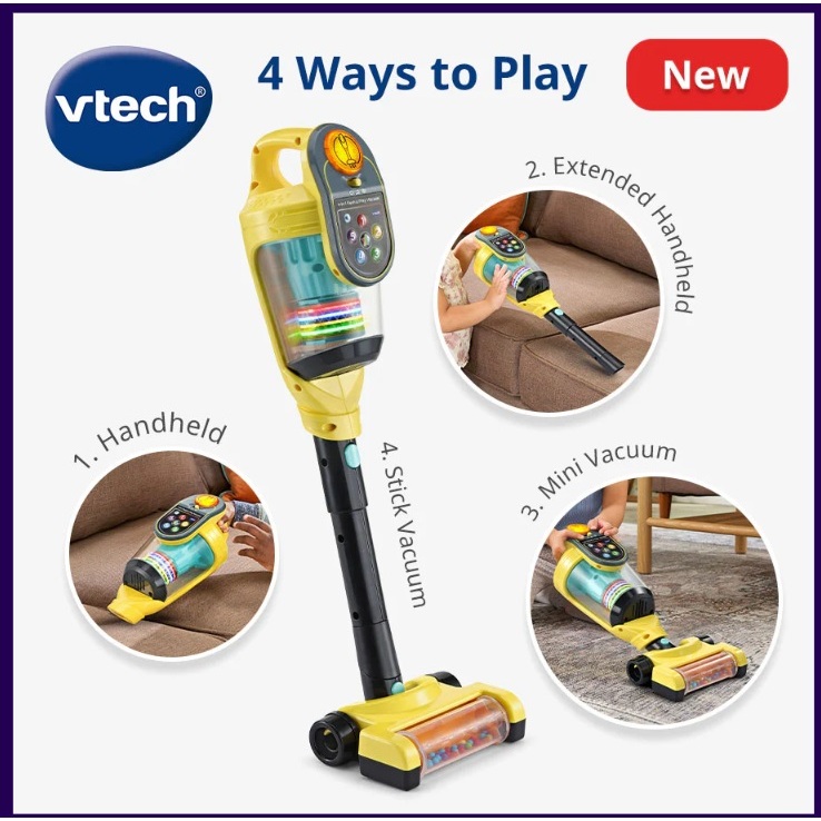 VTech 4-IN-1 Push & Play Vacuum, Toy, Roleplay (80-588300) ดนตรี, ของเล่น, เปียโน, ของขวัญ, เด็กทารก, รถยนต์, ยานพาหนะ,