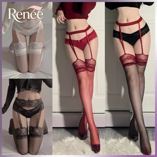 ✨ส่งไวจากไทย🚀 Renée ถุงน่องรัดถุงเท้าสีต่างๆ(แดง/ขาว/ดำ) 💗ดีเทลดอกไม้ แมชชิ่งได้หลายแบบ