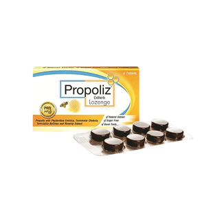[1แผง/8เม็ด] Propoliz Extherb Lozenge เม็ดอมโพรโพลิซ เอ็กซ์เฮิร์บ พลังจากสารสกัดธรรมชาติ ช่วยบรรเทาอาการเจ็บคอ