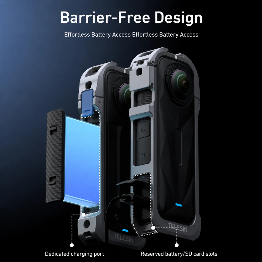 TELESIN Insta360 X5 Utility Frame Metal Cage เคสอลูมิเนียม แม่เหล็ก Quick Release thumbnail 7
