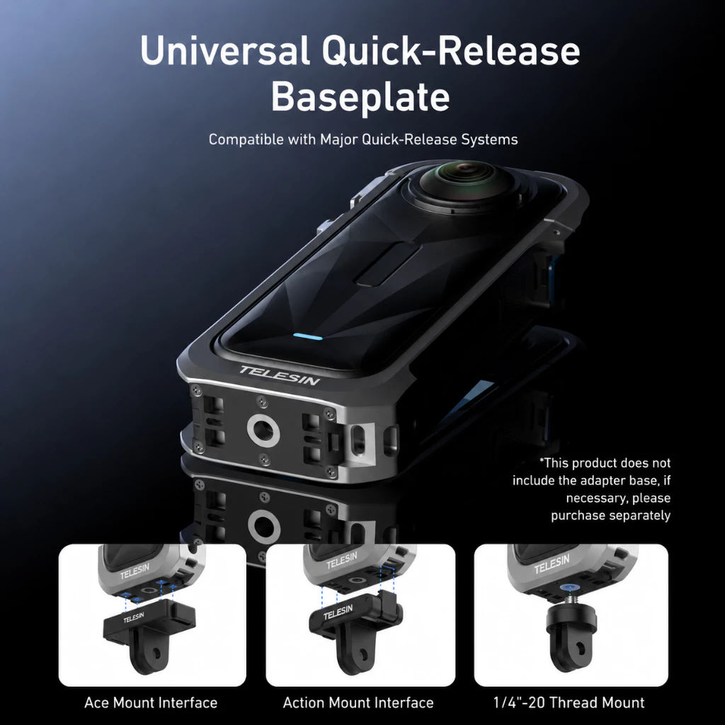 TELESIN Insta360 X5 Utility Frame Metal Cage เคสอลูมิเนียม แม่เหล็ก Quick Release thumbnail 8