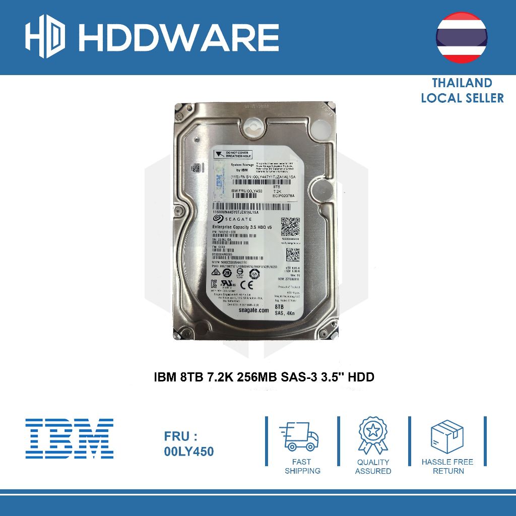 IBM 8TB 7.2K 256MB SAS-3 3.5'' HDD // 00LY450 // ST8000NM0095