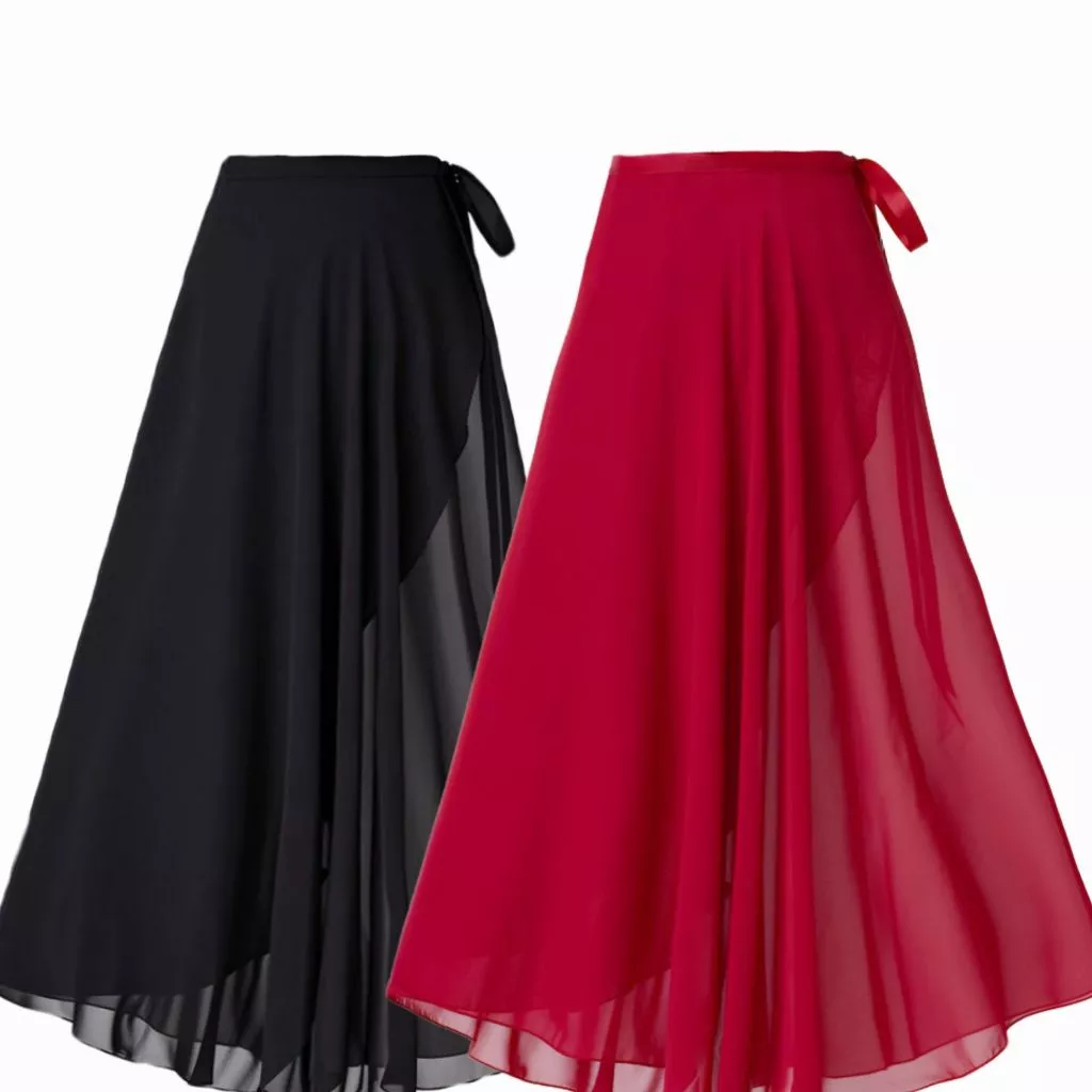 Ballerina Chiffon Wrap Skirt Long Lyrical Dance Skirt for Stage, Practice & Performances