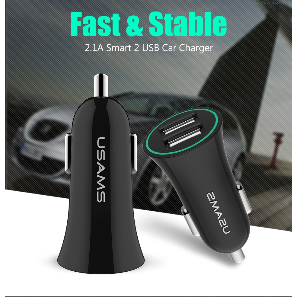 [Stock Clearance] Usams US-CC013 ที่ชาร์จมือถือในรถยนต์ Car charger 2port Set 2in1(L+M)(2.1A)