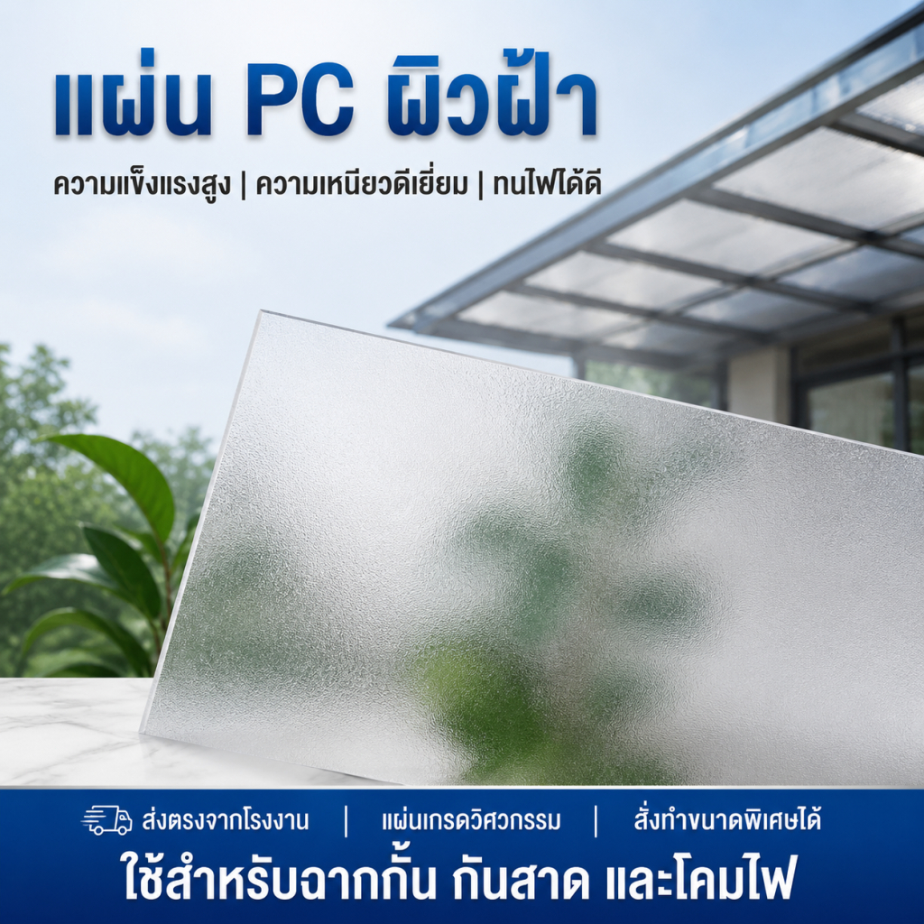 PC แผ่นอะคริลิคใส แผ่น PC ผิวฝ้า โปร่งแสง ให้แสงนุ่มนวล เพิ่มความเป็นส่วนตัว น้ำหนักเบา ติดตั้งสะดวก