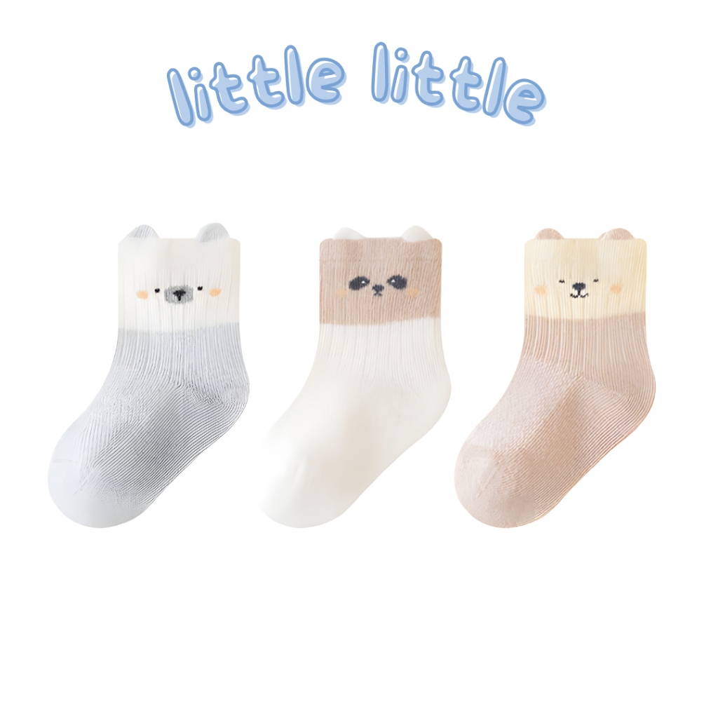 little little - ถุงเท้าเด็กหมี ถุงเท้าเด็กแบบบาง ถุงเท้าเด็กตาข่าย ถุงเท้าเด็กอ่อน ถุงเท้าเด็กแรกเกิด เนื้อผ้านุ่ม