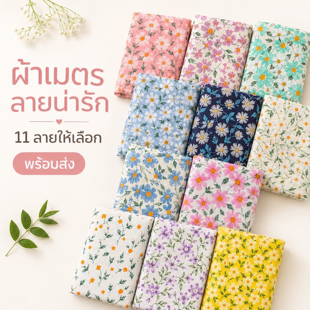 ⛅New Up date⛅ผ้าเปล่า ผ้าเมตร ผ้าฝ้ายเมือง เพ้นท์ลายดอกไม้ ผ้าพร็อพถ่ายรูป พร็อพถ่ายรูปสินค้า ผ้าปูปิคนิค ผ้าปูโต๊ะ(MFW)