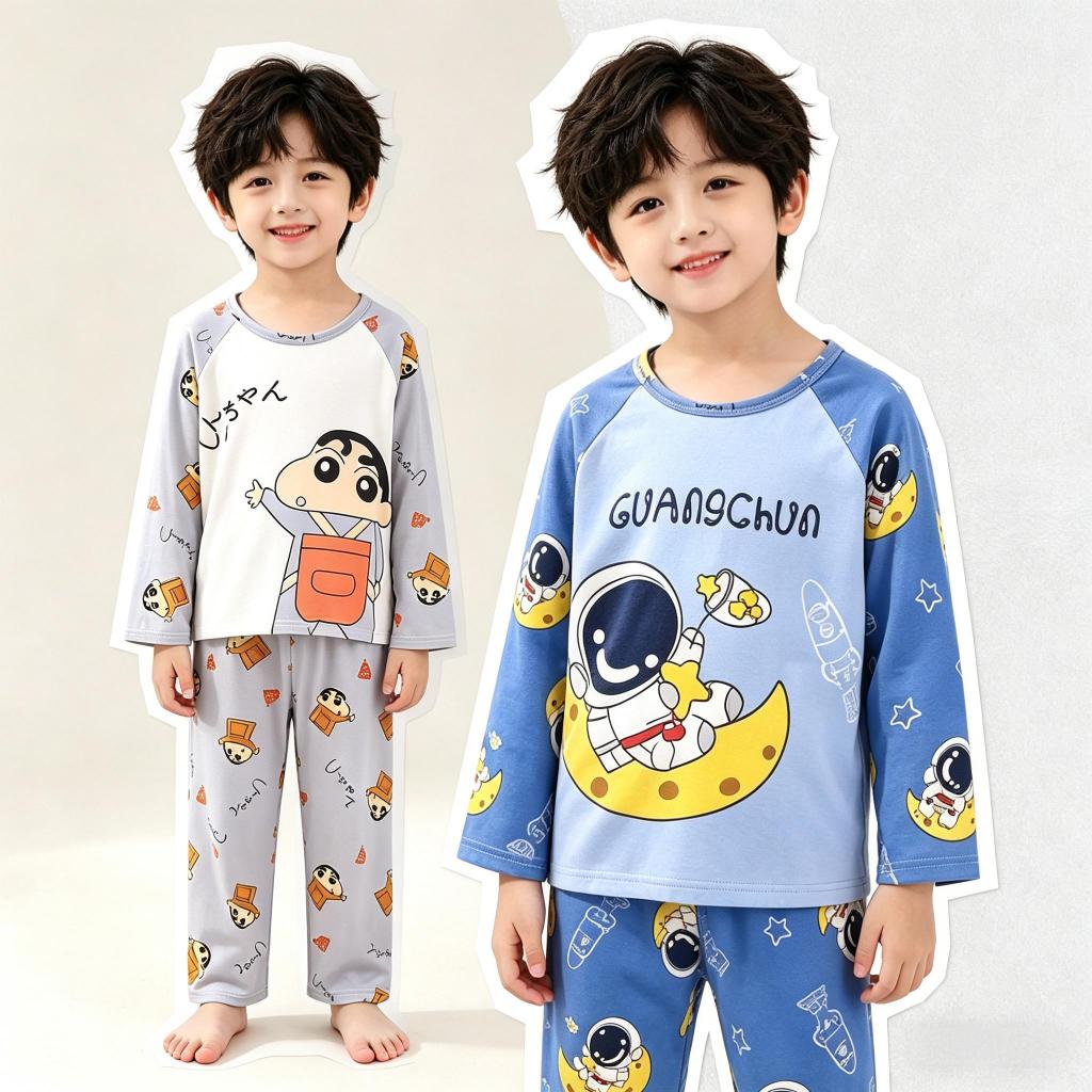 Affordable Kid Sleepwear Teen' Long Sleeve Round-Neck Nightie Kawaii Capybara Boy' or Girl' Home wear for 6 - 7