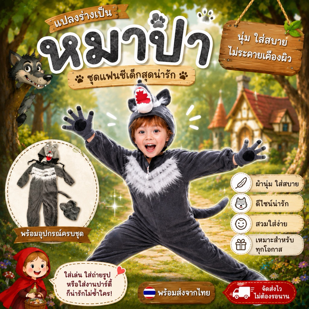 ชุดแฟนซีเด็ก หมาป่าเด็ก Wolf costumes kids (FANCY566)