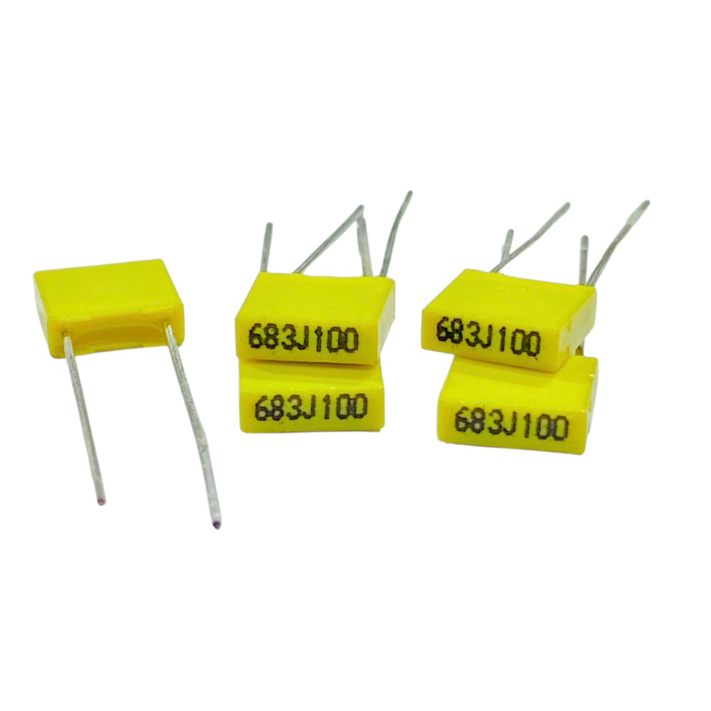 C Poly 683j(.068uf) 100V (ราคา 10 ขิ้น) ขนาด 7.5x2.5x6 mm มีสอนค้าพร้อมส่งในไทย