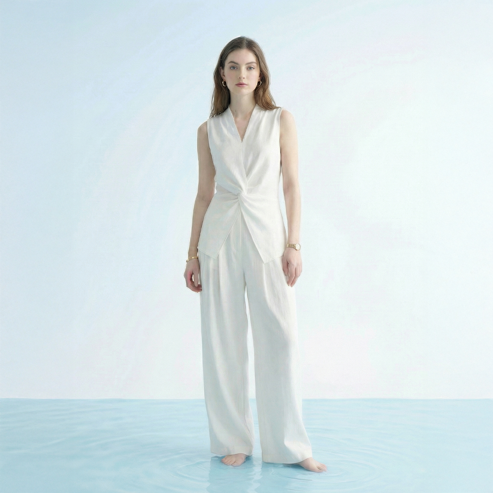 Chabel - Drena Set ชุดเซ็ตเสื้อทวิตหน้า กางเกงขาวยาวผ้าใส่สบาย