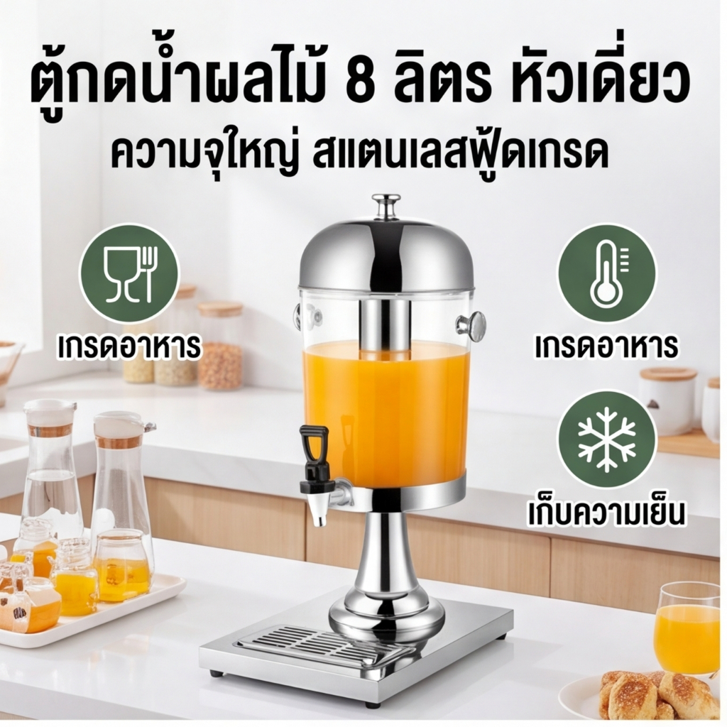 ERORO โถแสตนเลสจ่ายน้ำผลไม้ 16 ลิตร โถกดน้ำผลไม้ Juice Dispenser