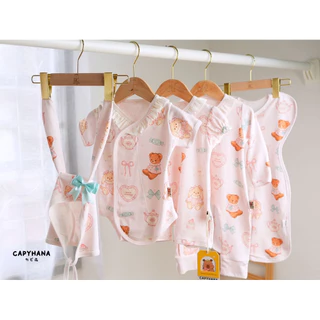 CAPYHANA เสื้อผ้าเด็กทารก New Collection Doll House ชุดผ้าดูด ไร้ซิป กระดุม Doll House
