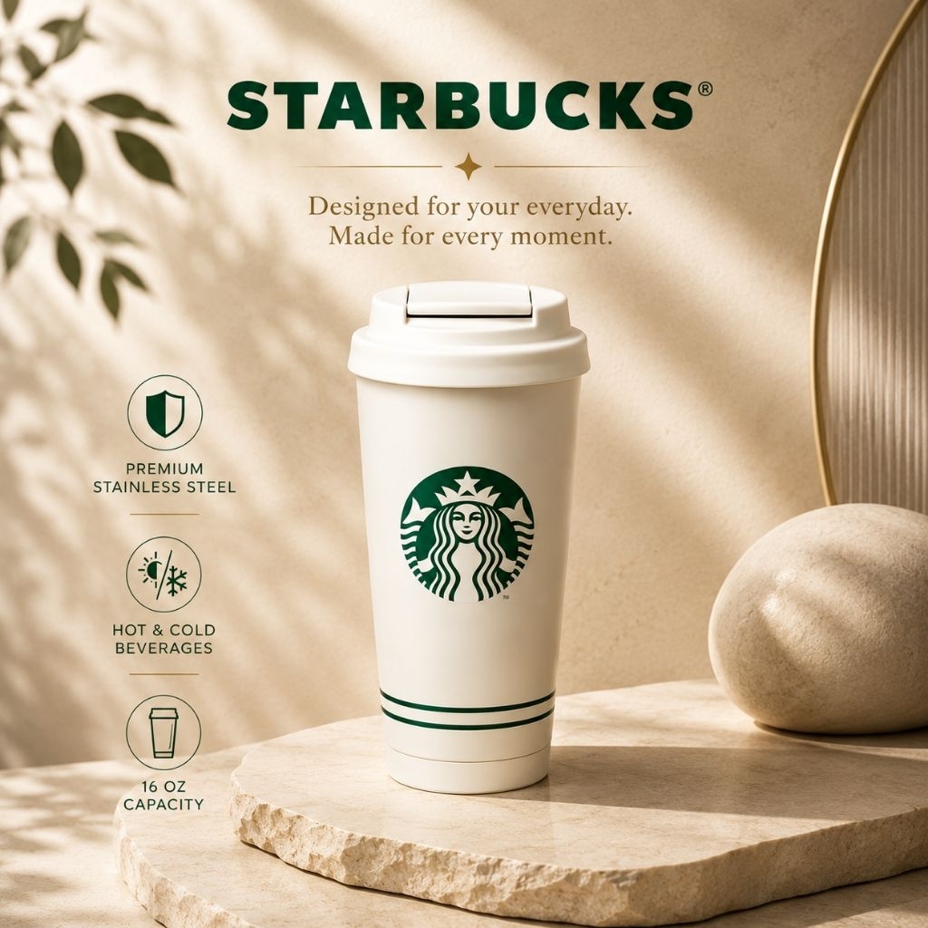 Starbucks Stainless Steel Stronger Connected In Green Tumbler 16oz.