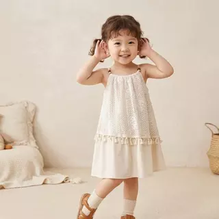 Hania Kids พร้อมส่ง ชุดเด็กผู้หญิง ชุดเดรสกระโปรงสไตล์โบฮีเมียนน่ารักสดใส - K5125773