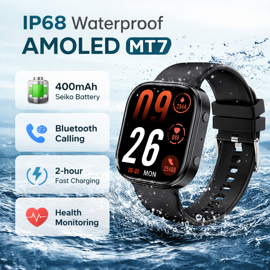 【Waterproof MT7 400mAh】CASGOO 1.88" Smart Island นาฬิกาวิ่งโลหะผสมสังกะสี บันทึกขั้นตอน ตรวจสุขภาพ