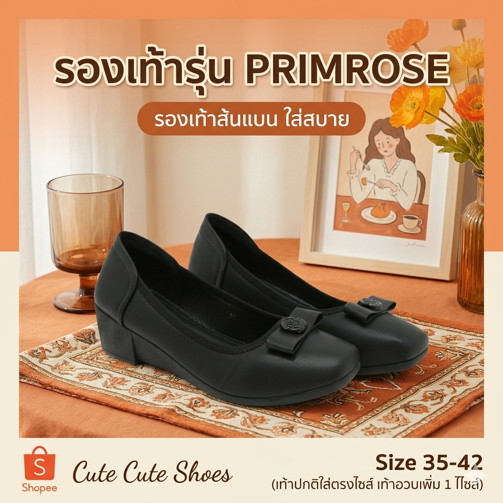 Primrose รองเท้าคัชชูส้นเตารีด สูง 2 นิ้ว ใส่ตรงไซส์ (ถ้าอวบมากเพิ่มไซส์)
