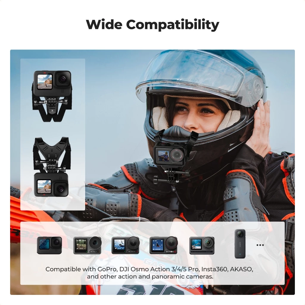 K&F CONCEPT ขายึดหมวกกันน็อค Helmet Chin Strap stand mount สําหรับ GoPro DJI Action 4/5 Pro Insta360 thumbnail 6