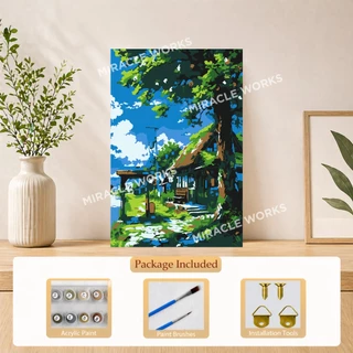 MW ระบายสีตามตัวเลข 40x50ซม มีเฟรม ภาพวาดตกแต่งอะคริลิก ของขวัญ DIY สำหรับเด็ก คู่ ผ้าใบแคนวาส อุปกรณ์ศิลปะ เครื่องเขียน